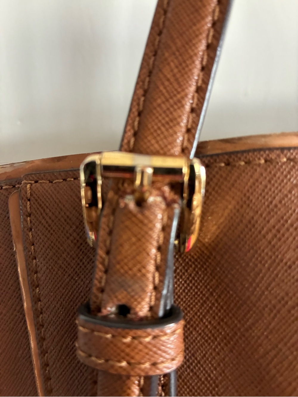 Michael Kors Brown Saffiano Leather Tote Bag Gold Hardware - Picture 7 of 7